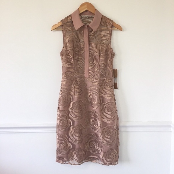 Rachel Roy Metallic Embroidery Sheath Dress - Picture 2 of 7